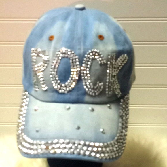 ROCK Bling 💎 Denim Baseball Cap - Picture 12 of 12